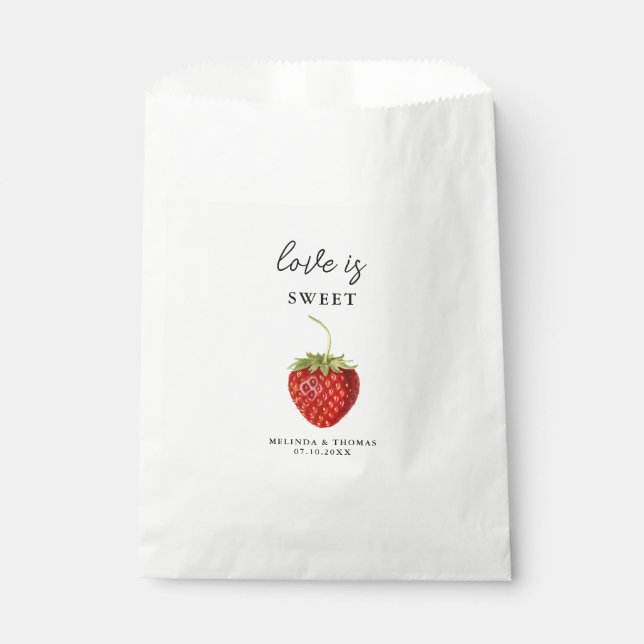 Love is Sweet Strawberry Wedding  Favour Bag (Front)