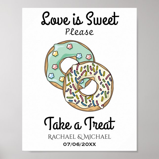 Love is Sweet Take a Treat Donut Bar Poster (Front)