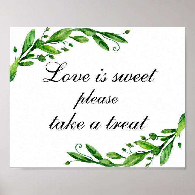 Love is sweet take a treat print. Wedding sign (Front)