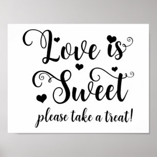 Love is Sweet Take a Treat Wedding Table Sign