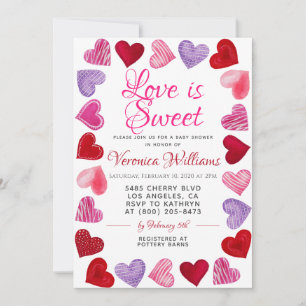 Love is Sweet Valentine’s Baby Shower Invitation