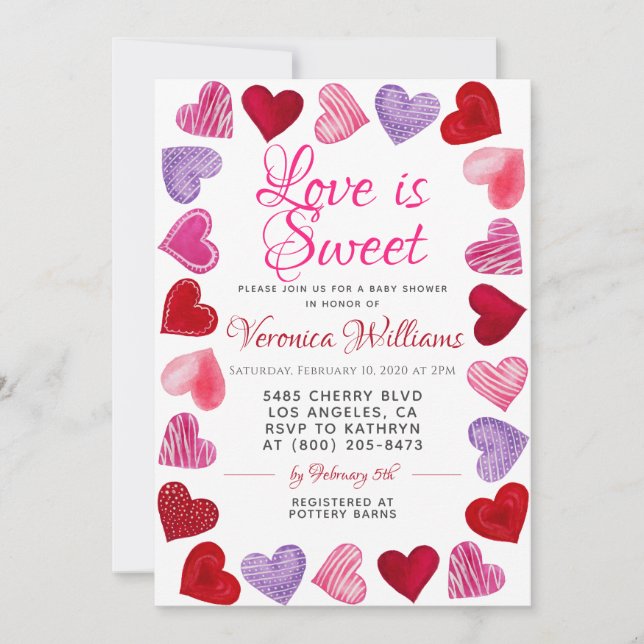 Love is Sweet Valentine’s Baby Shower Invitation (Front)