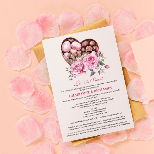Love Is Sweet Valentine Theme Couples Shower Invitation (Creator Uploaded)