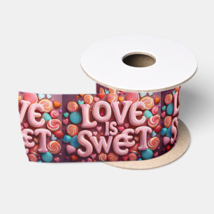 Love Is Sweet Valentine Wedding Typography Satin Ribbon
