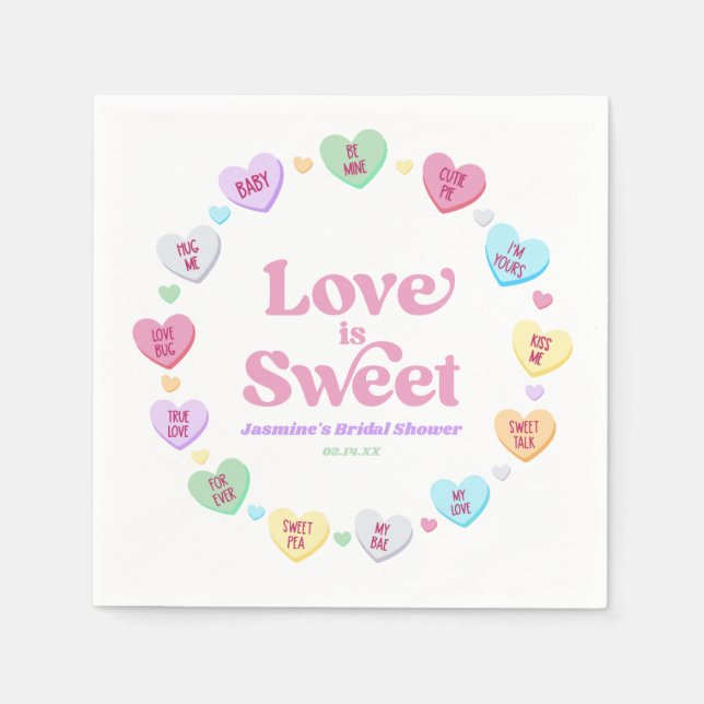 Love Is Sweet Valentine's Day Candy Bridal Shower Napkin (Front)