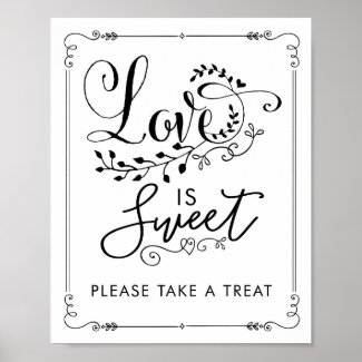 Love is Sweet Vintage Botanical Wedding Favour Poster