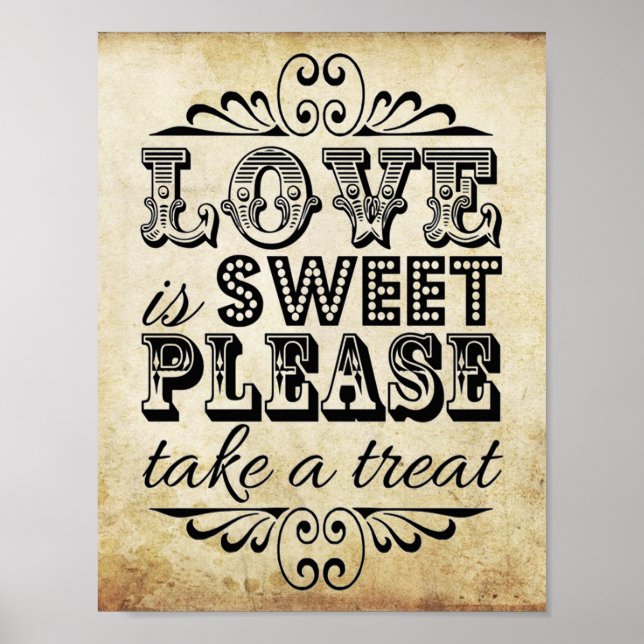 Love Is Sweet - Vintage Wedding Sign (Front)
