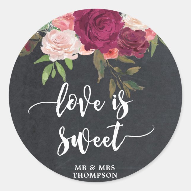 love is sweet wedding bridal favour sticker (Front)
