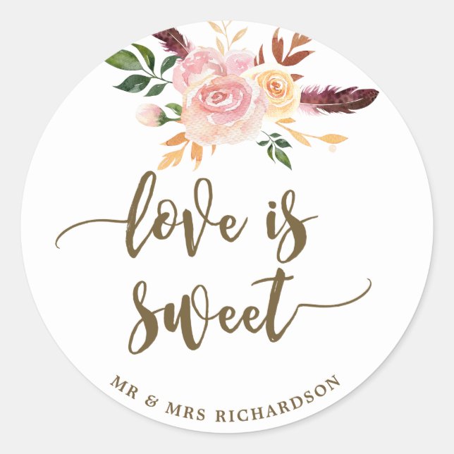 love is sweet wedding bridal favour sticker (Front)