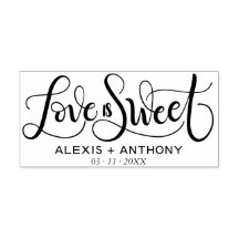 Love is sweet - wedding favour stamp personalized