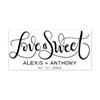 Love is sweet - wedding favour stamp personalized
