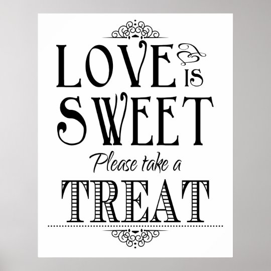 Love is sweet wedding sign poster | Zazzle.ca