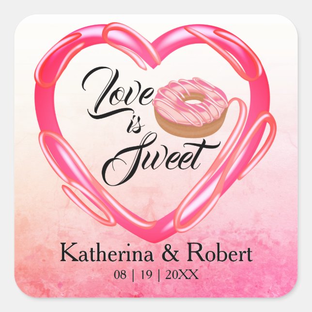 Love Is Sweet | Wedding Square Sticker (Front)