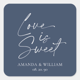 Love is Sweet Wedding Sticker – Navy & White