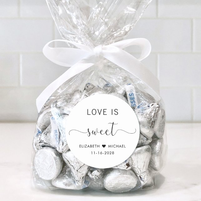 Love Is Sweet Wedding Thank You Classic Round Sticker (Creator Uploaded)