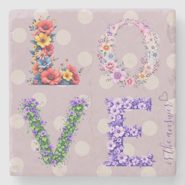Love is the Answer Stone Coaster  (Front)