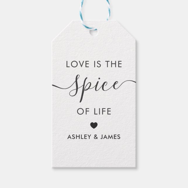Love is the Spice of Life Wedding Tag, Kraft Gift Tags (Front)