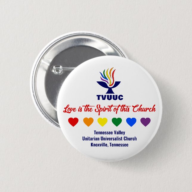 Love is the Spirit - Rainbow Hearts 2 Inch Round Button (Front & Back)