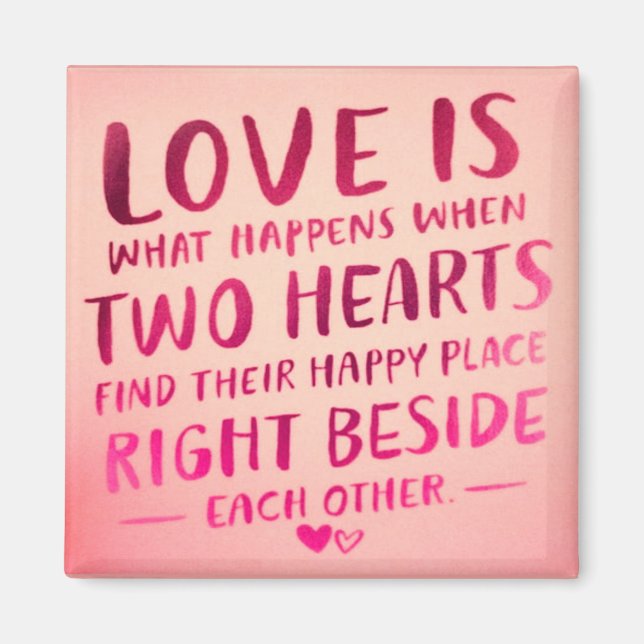Love is two hearts, pink magnet (Front)