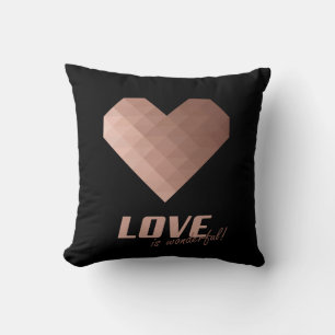 Love is wonderful quote, rose gold metallic effect throw pillow