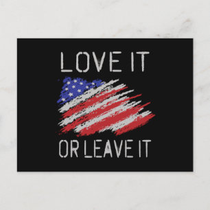 Love it or leave it USA Flag Postcard