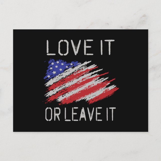 Love it or leave it USA Flag Postcard (Front)