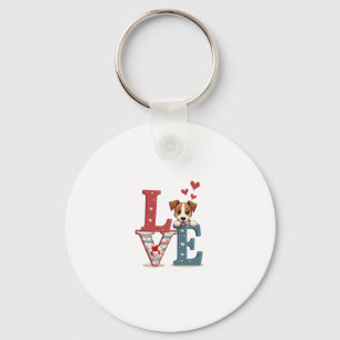 LOVE Jack Russell Terrier Dog Happy Valentines Day Keychain