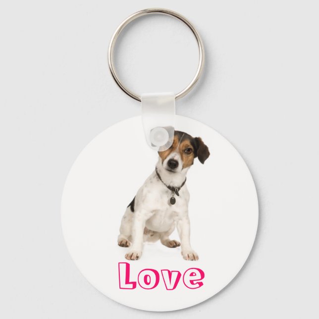Love Jack Russell Terrier Puppy Dog Keychain (Front)