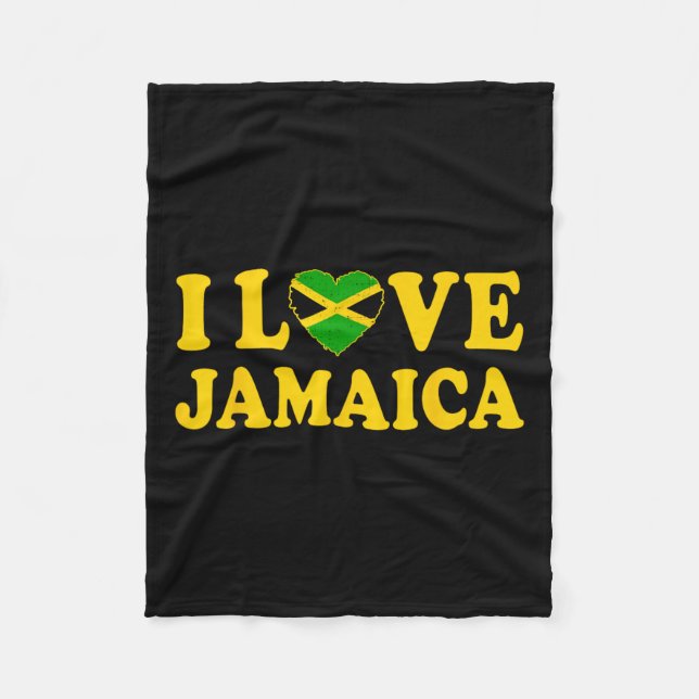 Love Jamaica Heart Proud Jamaican Jamaica Independ Fleece Blanket (Front)
