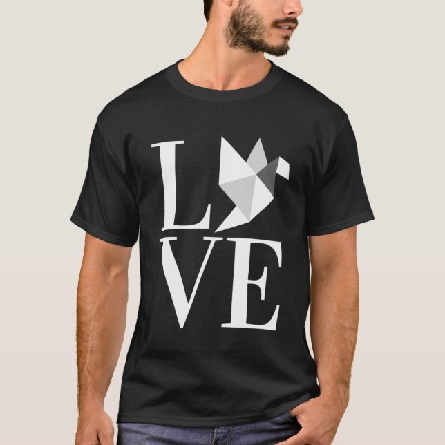 LOVE Japanese Origami Bird Hobby T-Shirt (Front)