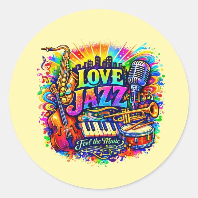 Love Jazz - feel the music Classic Round Sticker (Front)