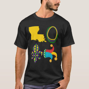 Love Jester Mask Crown, NOLA Louisiana Beads, Map T-Shirt
