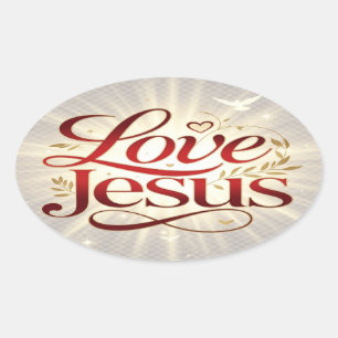 Love Jesus Oval Sticker
