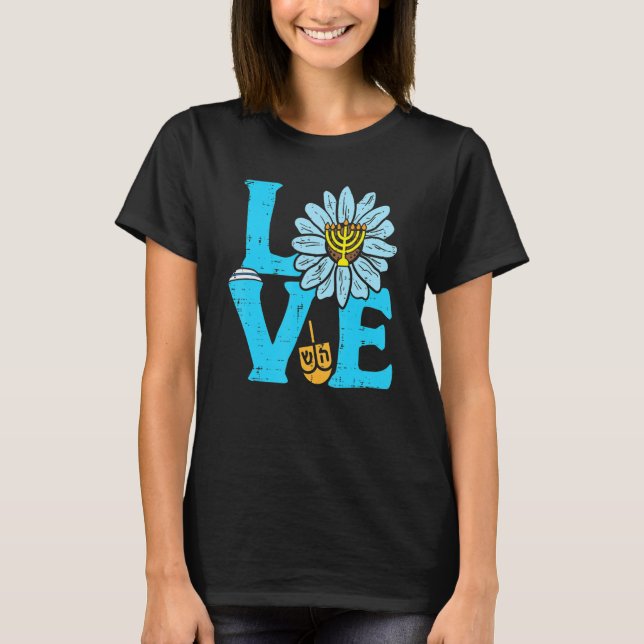 Love Jewish Daisy Hanukkah Pyjamas Chanukah PJs Wo T-Shirt (Front)