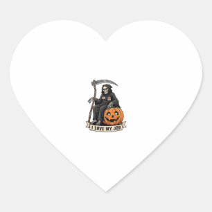 Love Job Grim Reaper Halloween Pumpkin Scythe_1 Heart Sticker