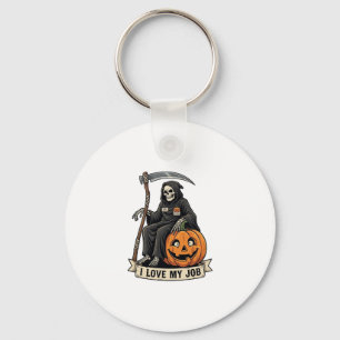 Love Job Grim Reaper Halloween Pumpkin Scythe_1 Keychain