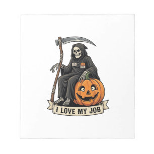 Love Job Grim Reaper Halloween Pumpkin Scythe_1 Notepad