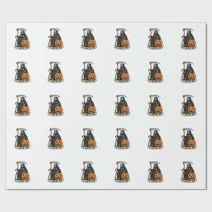 Love Job Grim Reaper Halloween Pumpkin Scythe_1 Wrapping Paper