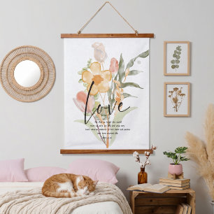 Love-John 3:16 orange floral Hanging Tapestry