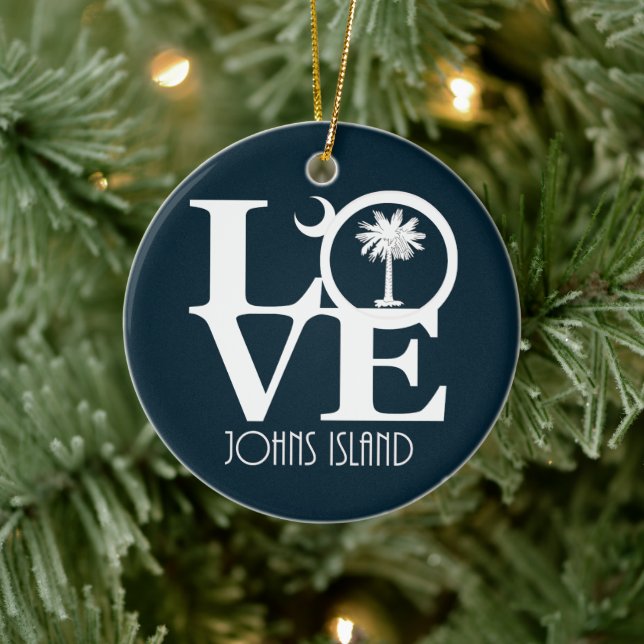 LOVE Johns Island, South Carolina Ceramic Ornament (Tree)
