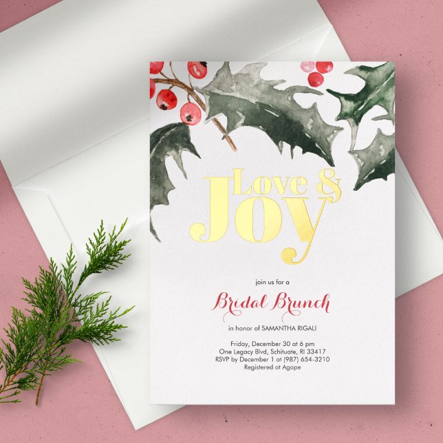 Love & Joy Botanical Holly & Berries Bridal Shower (Creator Uploaded)