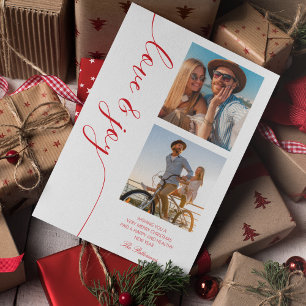 Love & Joy Christmas Script Photo Picture Holiday Card
