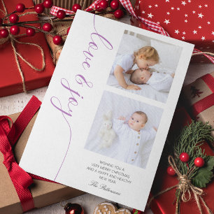 Love & Joy Christmas Script Photo Picture Holiday Card