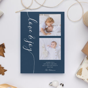 Love & Joy Christmas Script Photo Picture Holiday Card