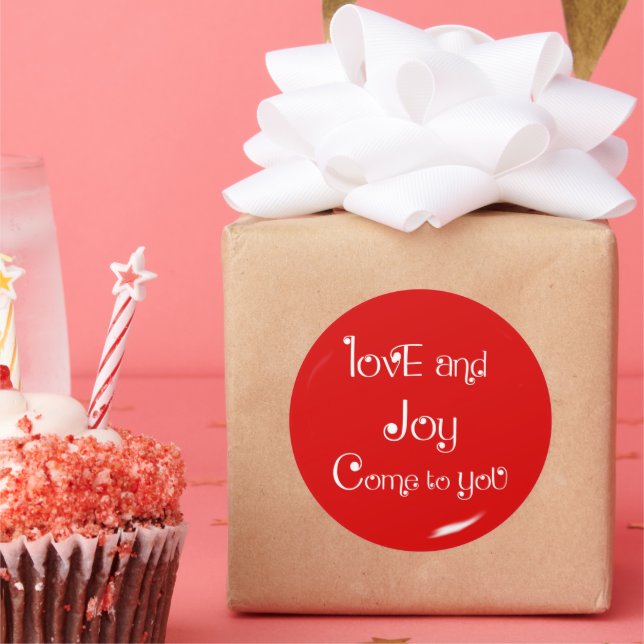 Love & Joy Come To You Holiday Party Classic Round Sticker (Party)