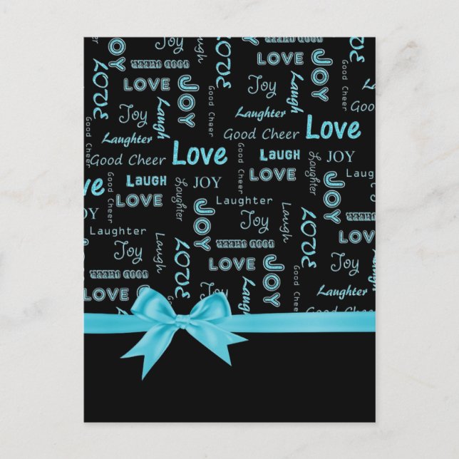 Love, Joy, Laughter, Laugh, Good Cheer words Postcard (Front)