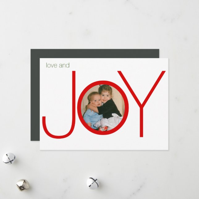 Love & Joy Merry Christmas Photo Holiday Card (Front/Back In Situ)