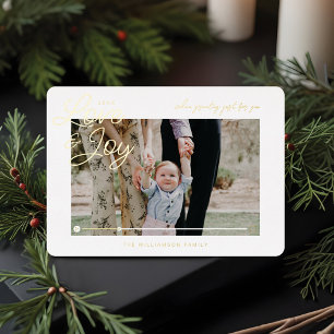 Love & Joy Modern Minimal QR Code Video Message Foil Holiday Card