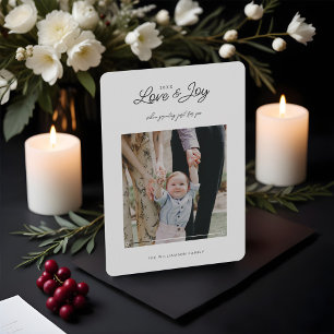 Love & Joy Modern Minimal QR Code Video Message Holiday Card