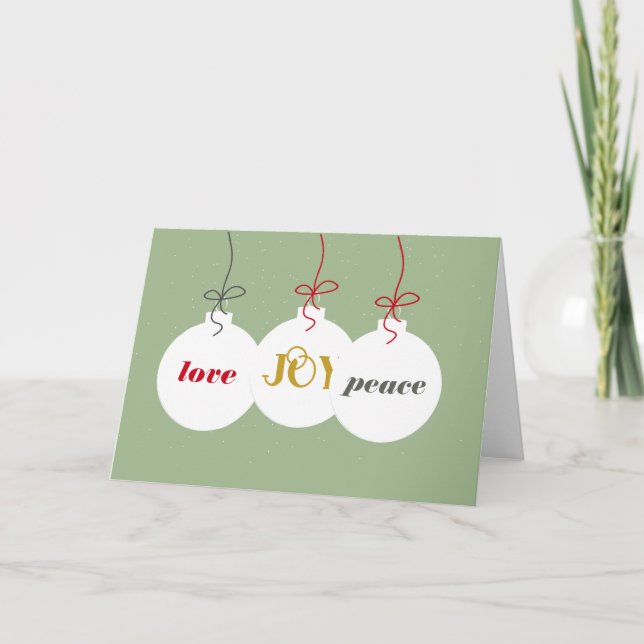Love Joy Peace Christmas Ornament Editable Name    Holiday Card (Front)